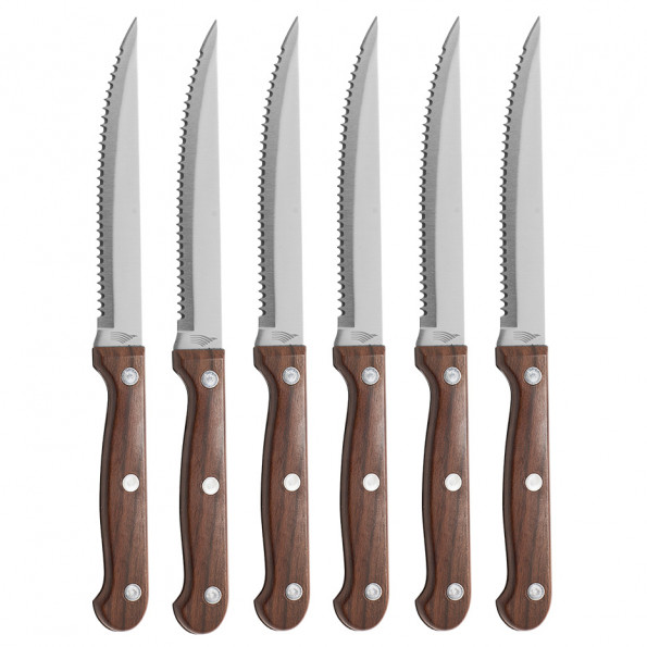 Set de 6 couteaux à steak effet bois10119