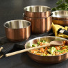 Lot de 3 casseroles inox effet cuivré + 1 manche amovible10157