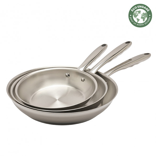 Lot de 3 poêles inox10517
