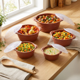 Lot de 5 marmites micro-ondes