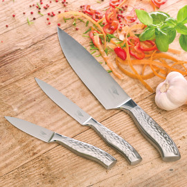 Set de 3 couteaux de cuisine martelés