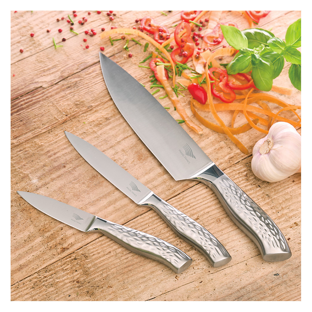 Set de 3 couteaux de cuisine martelés