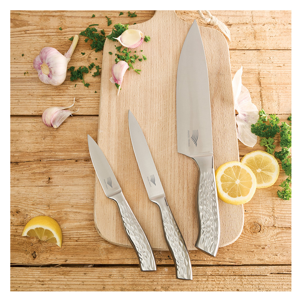 Set de 3 couteaux de cuisine martelés