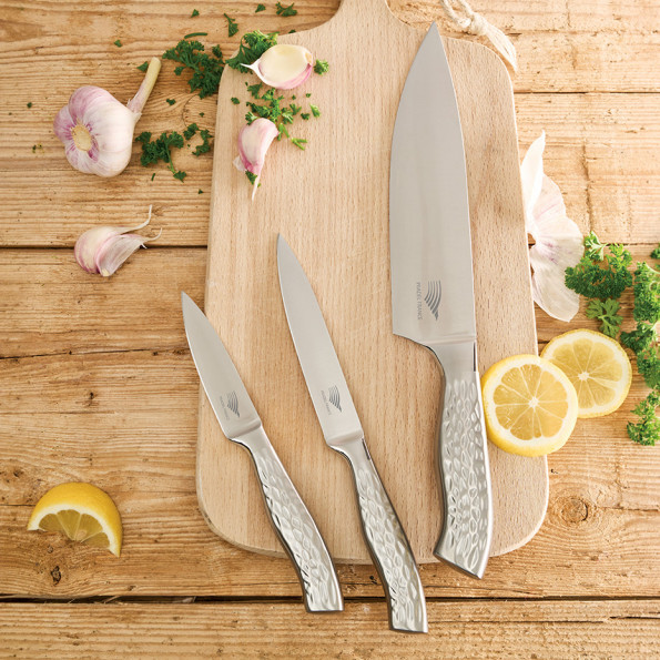 Set de 3 couteaux de cuisine martelés