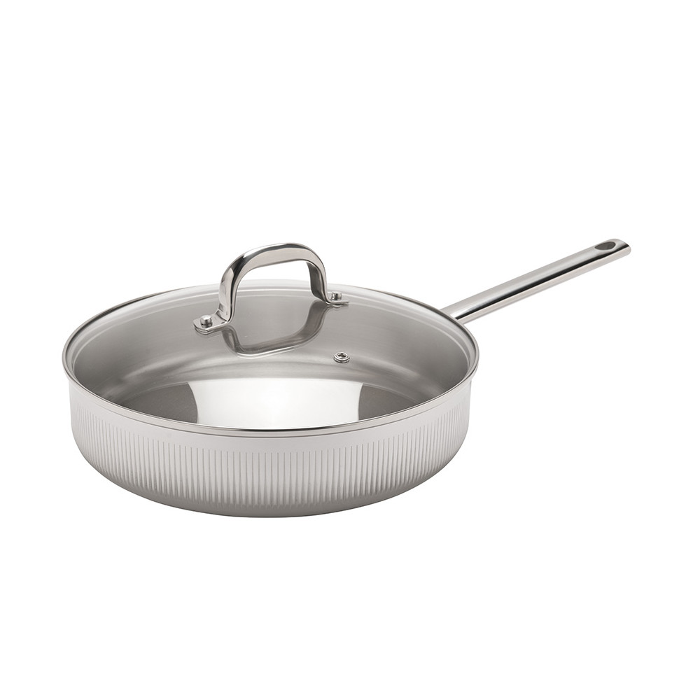 Sauteuse inox striée + couvercle