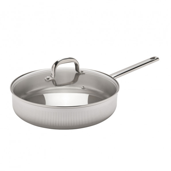 Sauteuse inox striée + couvercle