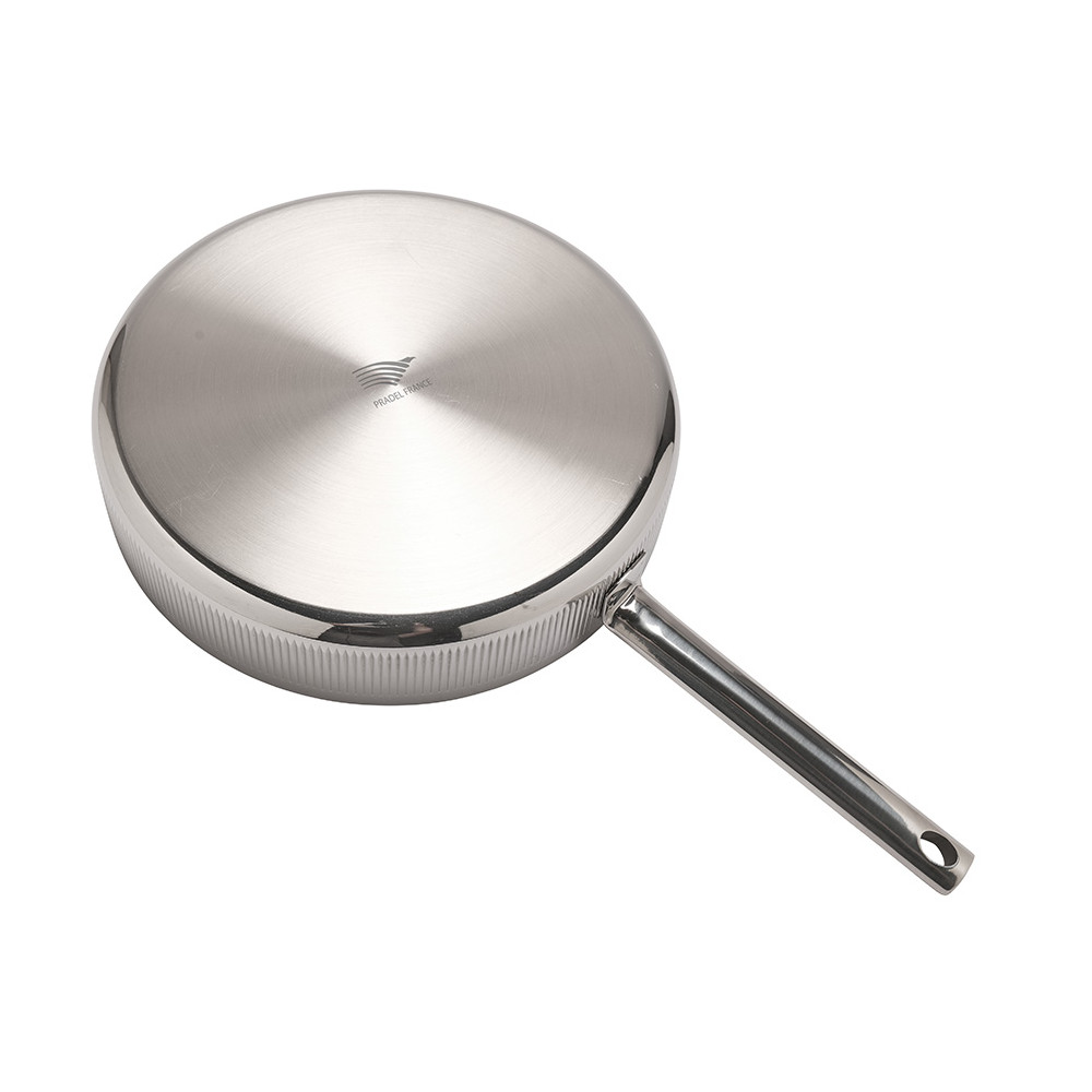Sauteuse inox striée + couvercle