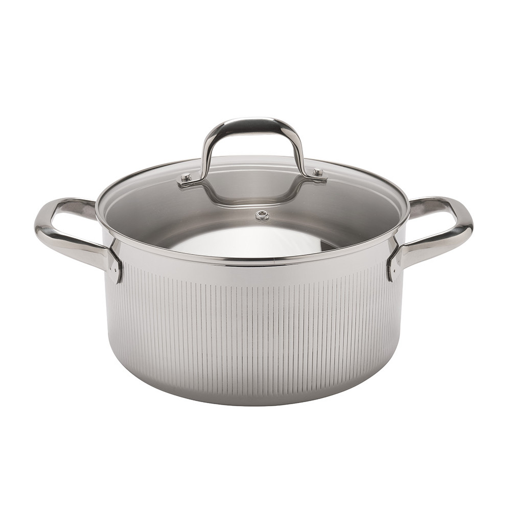 Faitout inox strié + couvercle
