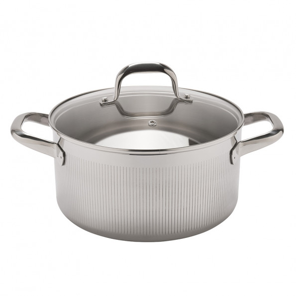 Faitout inox strié + couvercle