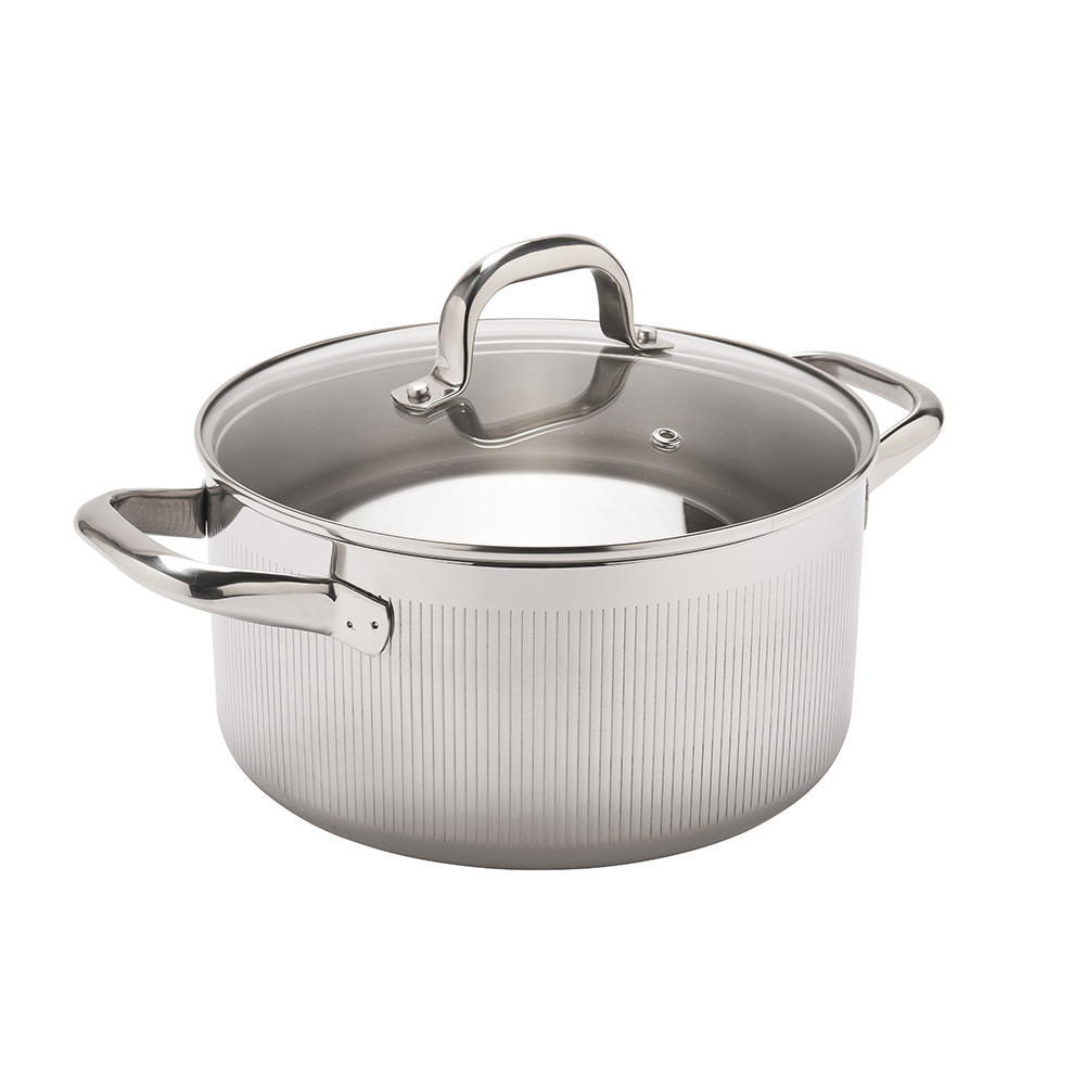 Faitout inox strié + couvercle