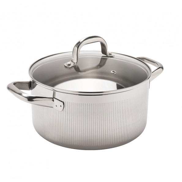 Faitout inox strié + couvercle