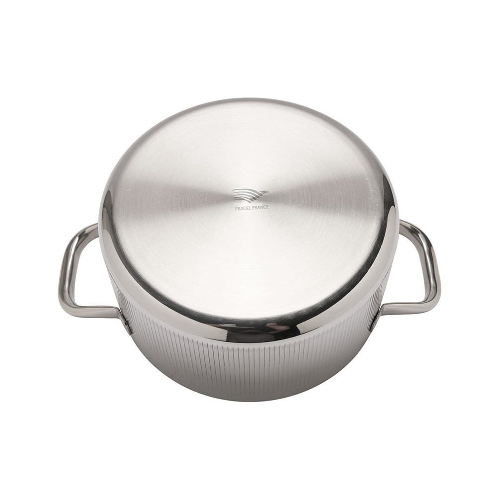 Faitout inox strié + couvercle