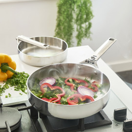 Poêle inox manche pliable