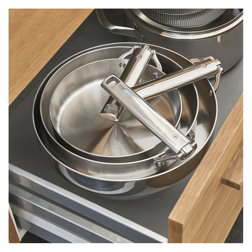 Poêle inox manche pliable