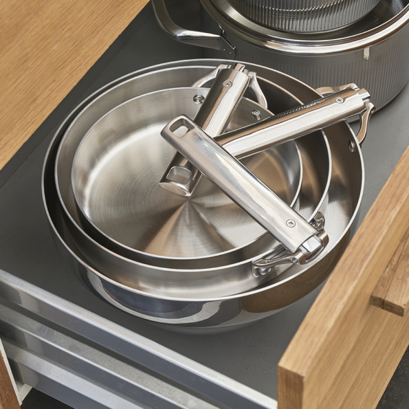 Poêle inox manche pliable