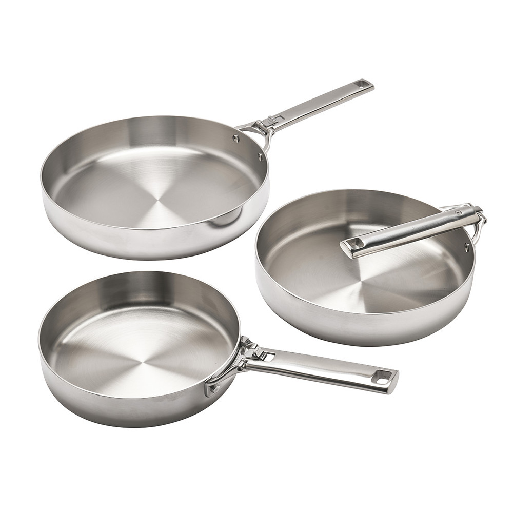 Poêle inox manche pliable