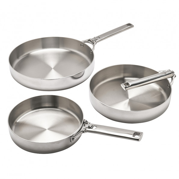 Poêle inox manche pliable