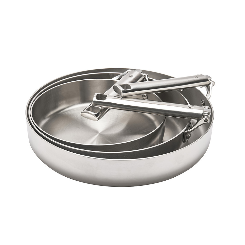 Poêle inox manche pliable