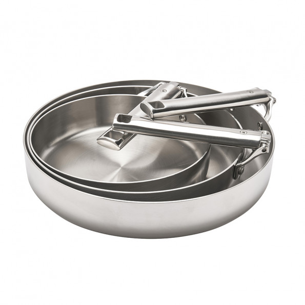 Poêle inox manche pliable