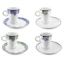 Lot de 4 tasses à thé avec sous tasses "SOLOGNE"