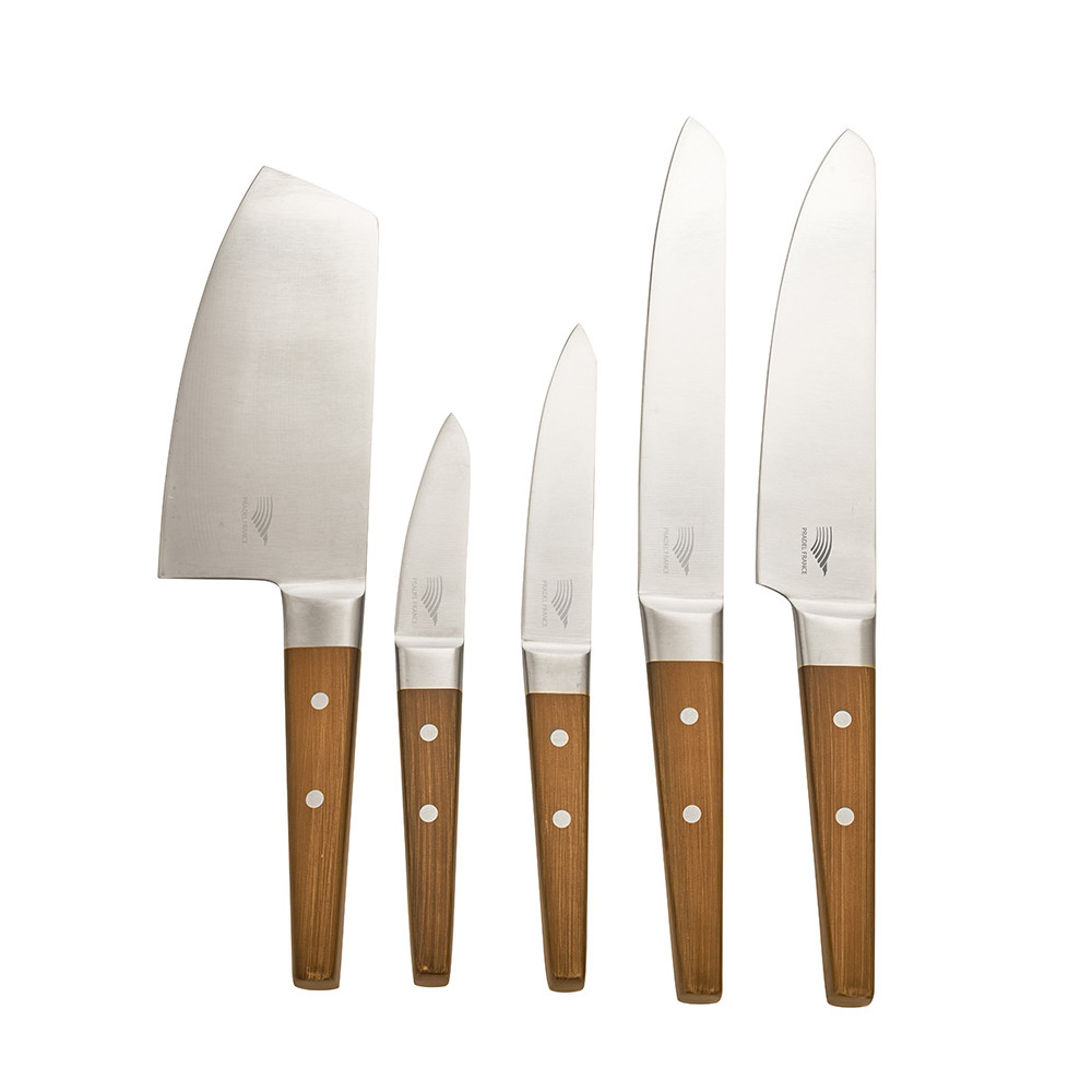 Set de 5 couteaux de cuisine inox effet bois