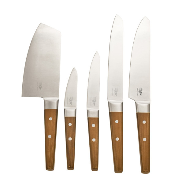 Set de 5 couteaux de cuisine inox effet bois