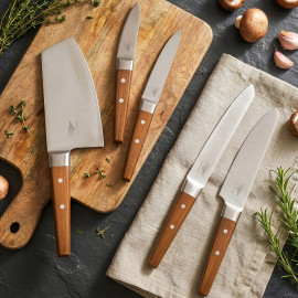Set de 5 couteaux de cuisine inox effet bois