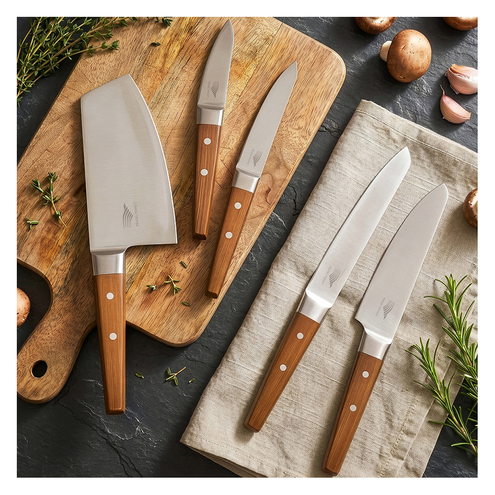 Set de 5 couteaux de cuisine inox effet bois