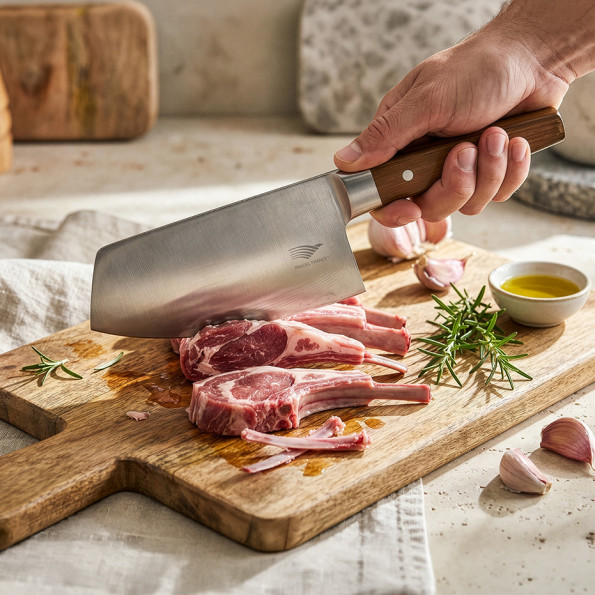 Set de 5 couteaux de cuisine inox effet bois