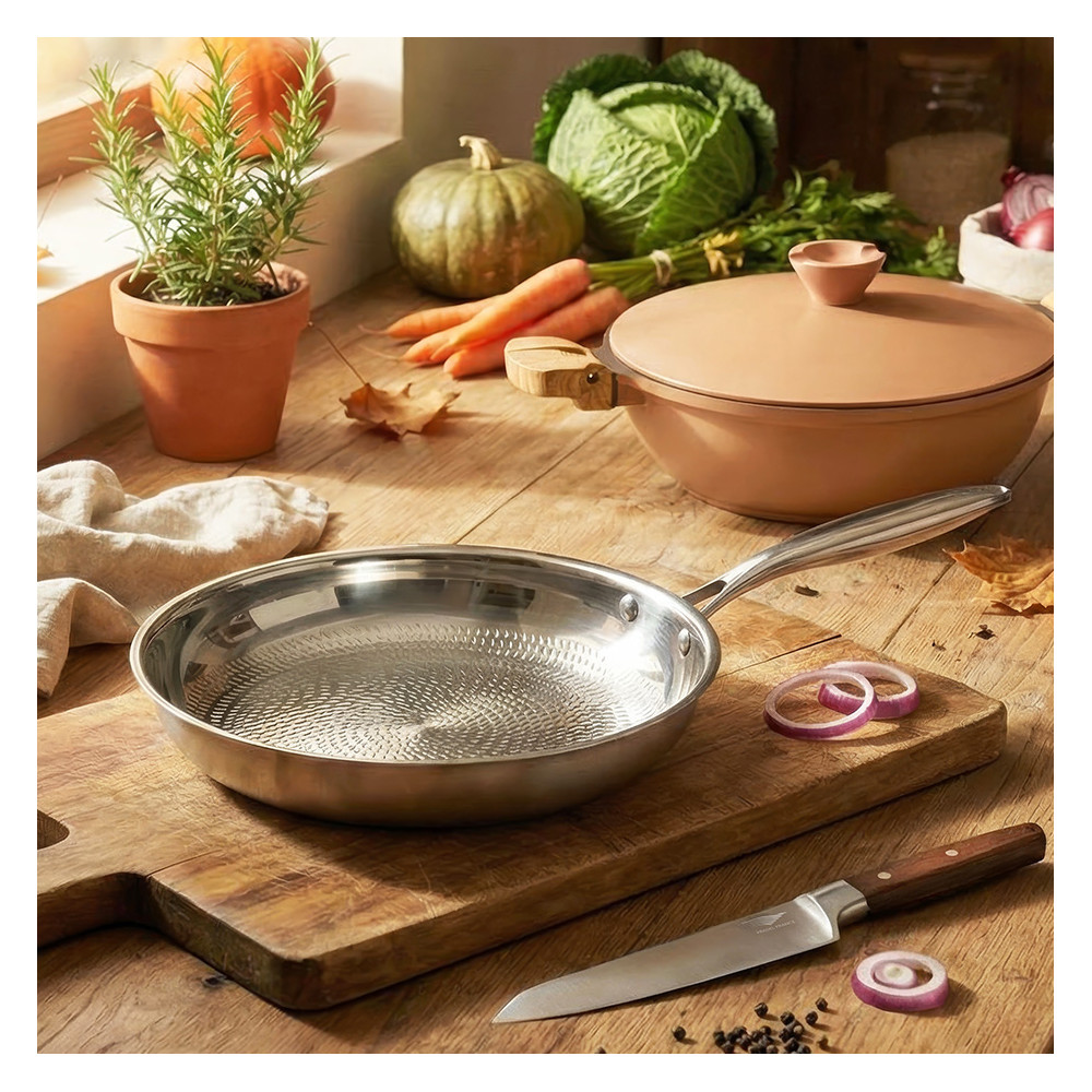Poêle inox fond structuré