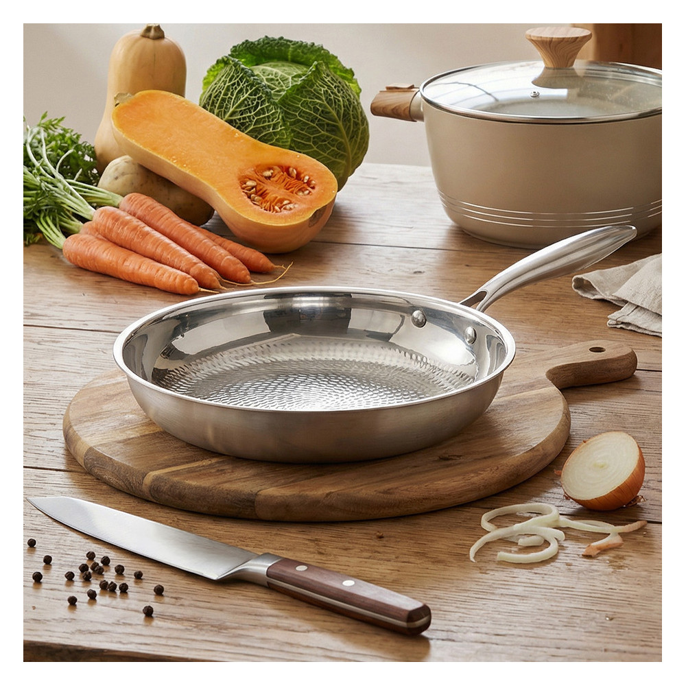 Poêle inox fond structuré