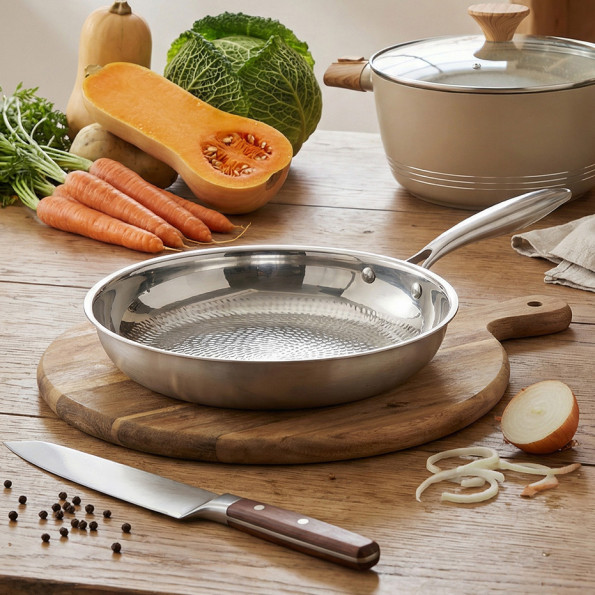 Poêle inox fond structuré