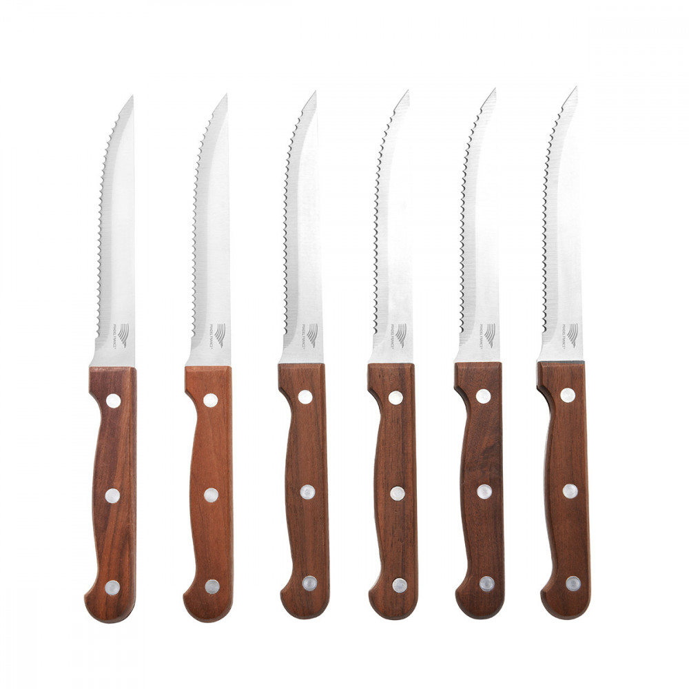 Set de 6 couteaux à steak bois de noyer