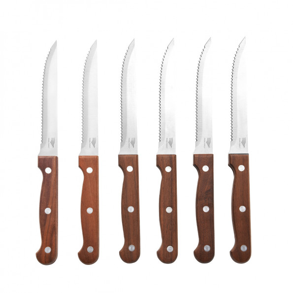 Set de 6 couteaux à steak bois de noyer6661