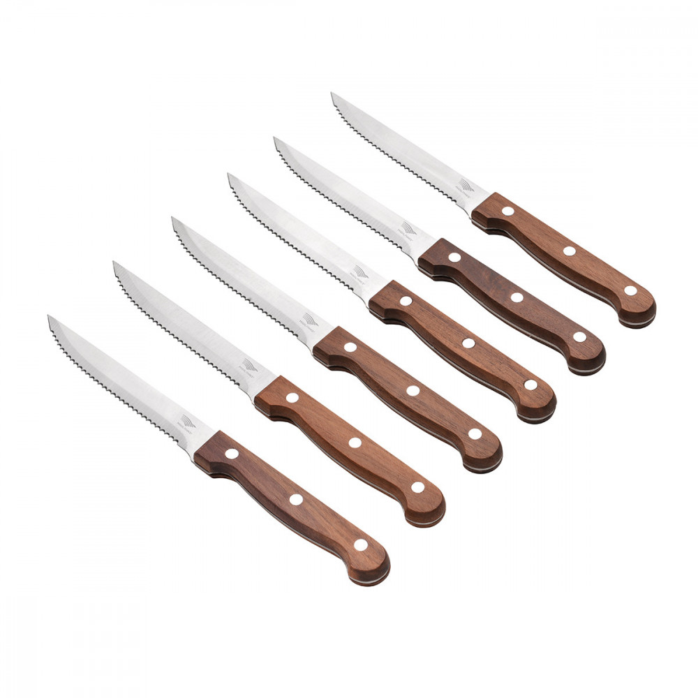 Set de 6 couteaux à steak bois de noyer