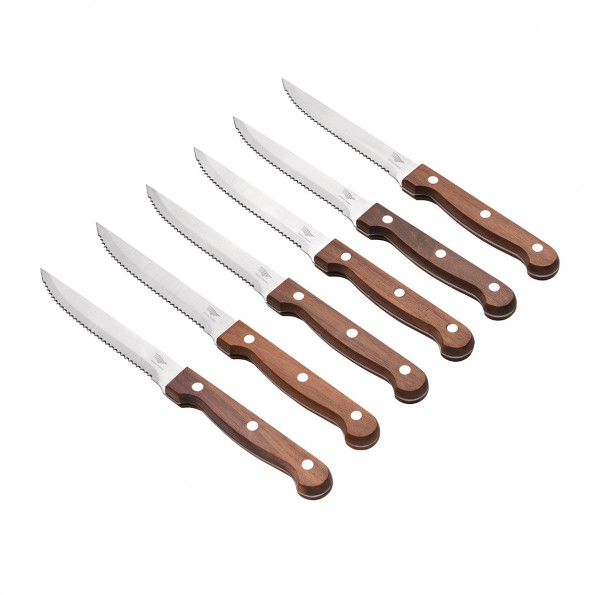 Set de 6 couteaux à steak bois de noyer6662