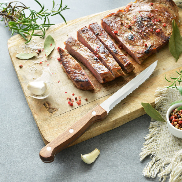 Set de 6 couteaux à steak bois de noyer6665