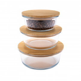 Lot de 3 boîtes rondes en verre