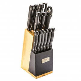 Ensemble de couteaux de cuisine, ensembles de couteaux de 15 pièces avec  couteau de chef de bloc couverts creux en acier inoxydable avec plate-forme  d'affûter manuelle interdite