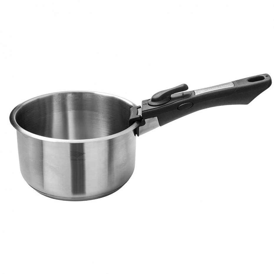 Lot de 3 casseroles inox + 1 manche amovible Pradel France