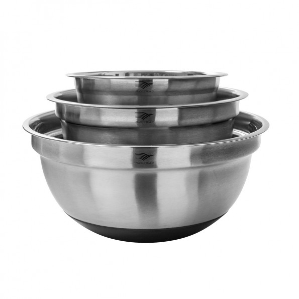 Lot de 3 saladiers inox avec couvercles7107