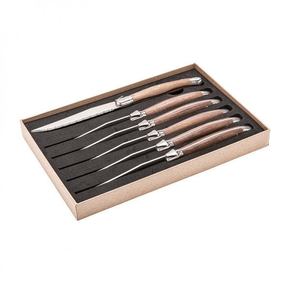 Coffret 6 couteaux à steak en bois de noyer7148