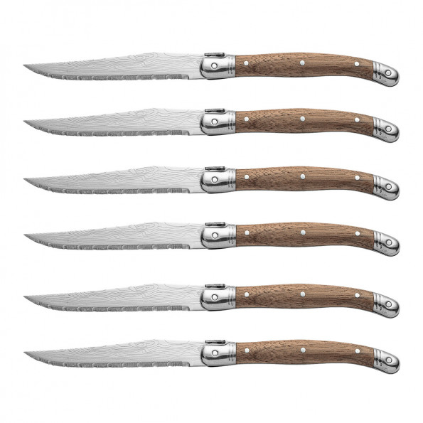 Coffret 6 couteaux à steak en bois de noyer7149