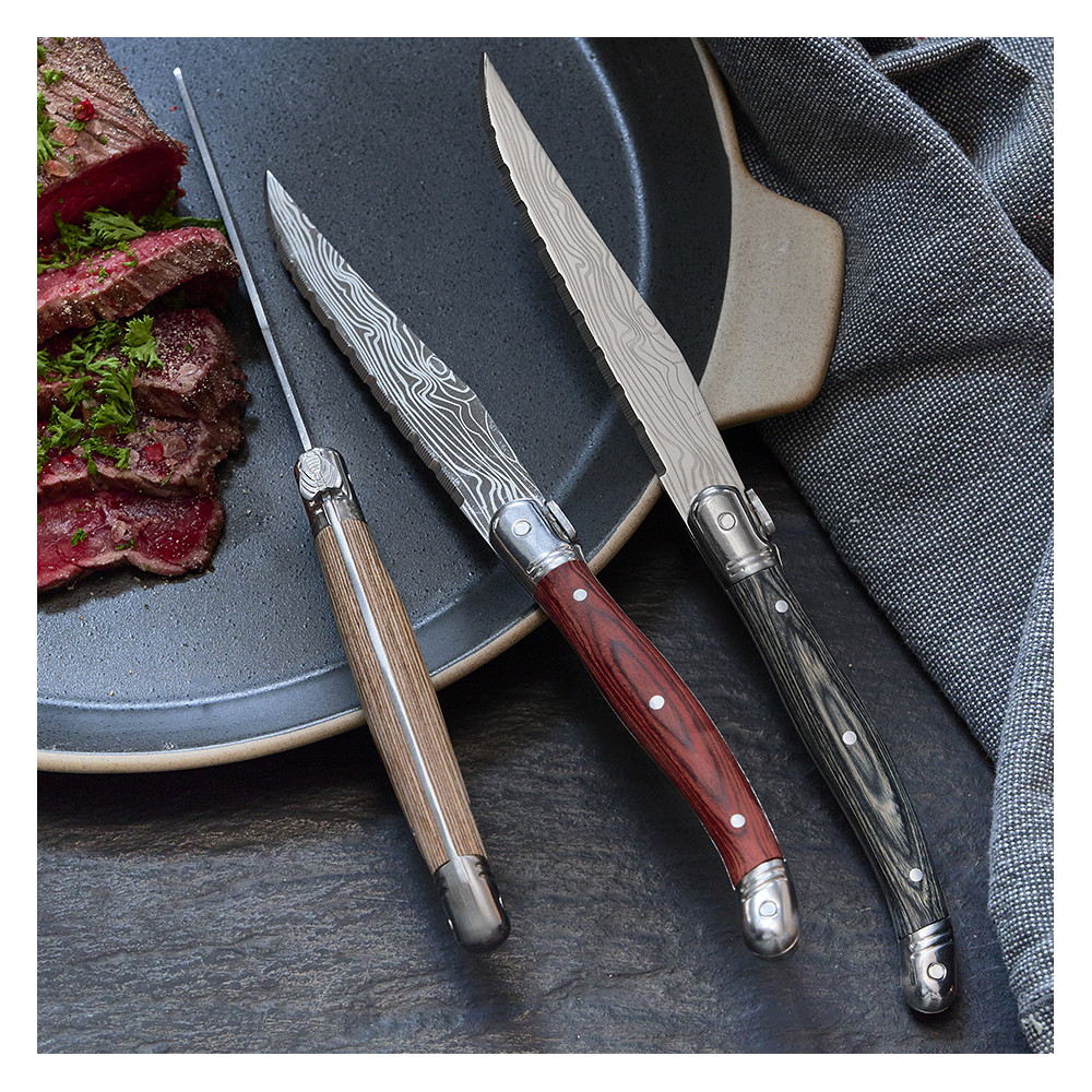 Coffret 6 couteaux à steak en bois de pakka