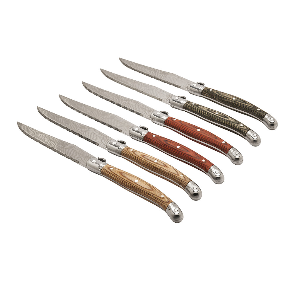 Coffret 6 couteaux à steak en bois de pakka