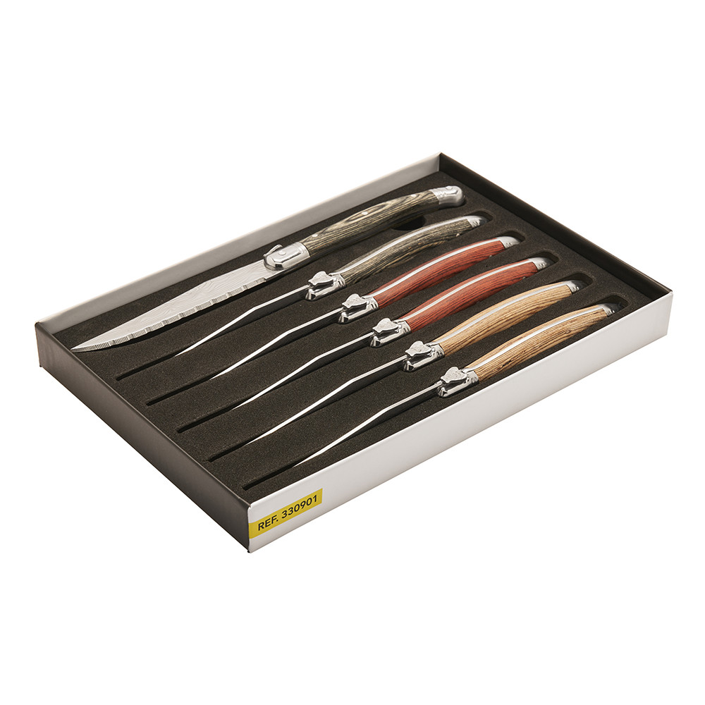 Coffret 6 couteaux à steak en bois de pakka