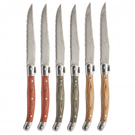 Coffret 6 couteaux à steak en bois de pakka