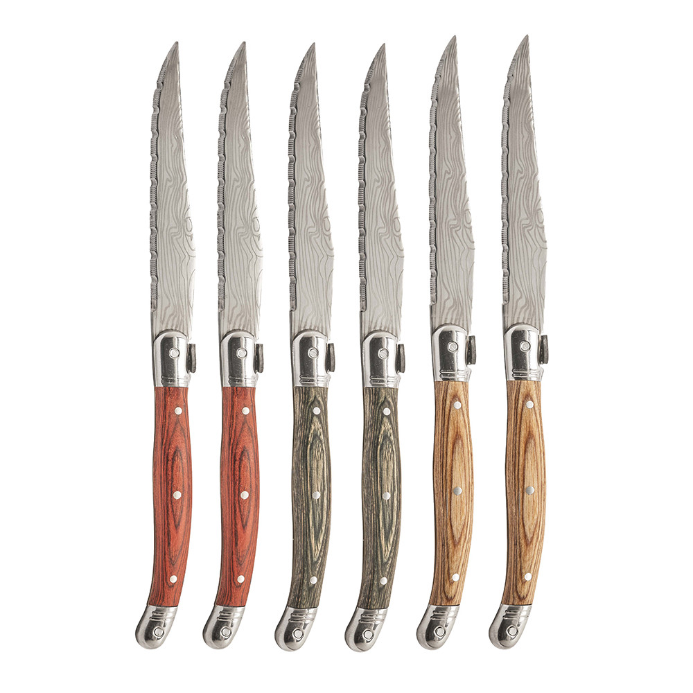 Coffret 6 couteaux à steak en bois de pakka