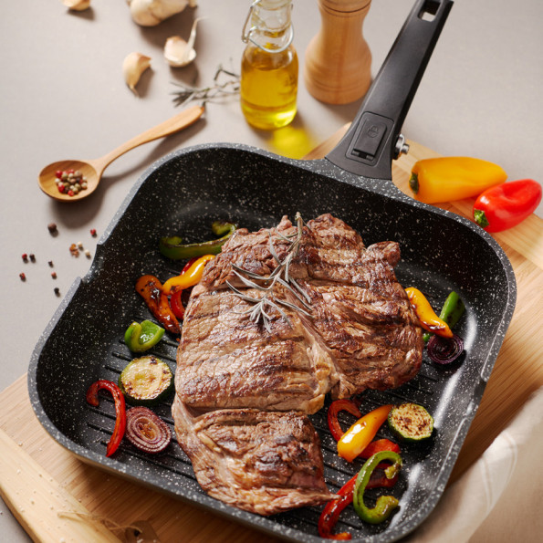 Poêle grill fonte d'aluminium7709