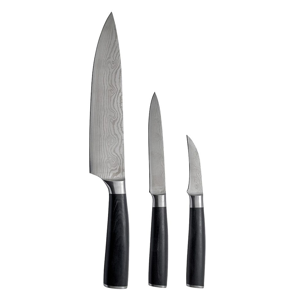 Coffret 3 couteaux forgés effet damas
